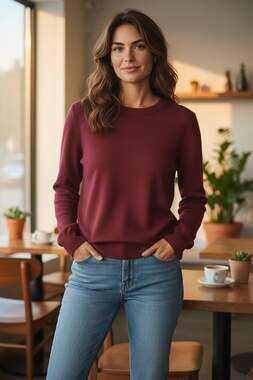 Lands' End Women's Cashmere Puff Sleeve Crew Neck Sweater Small 6-8